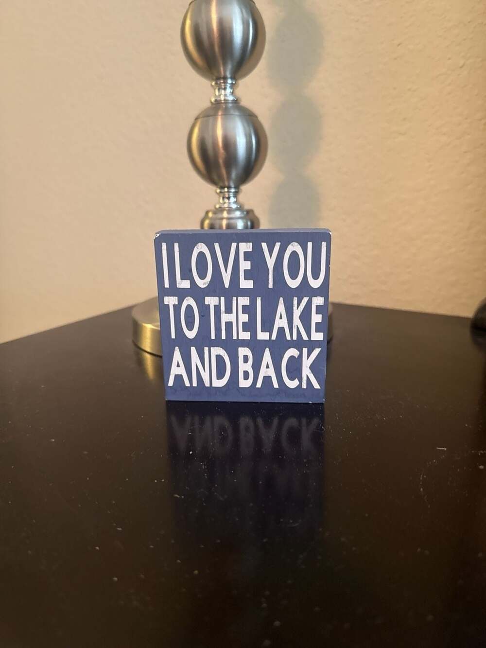 "I Love You To The Lake And Back" Blue Wooden Block Sign